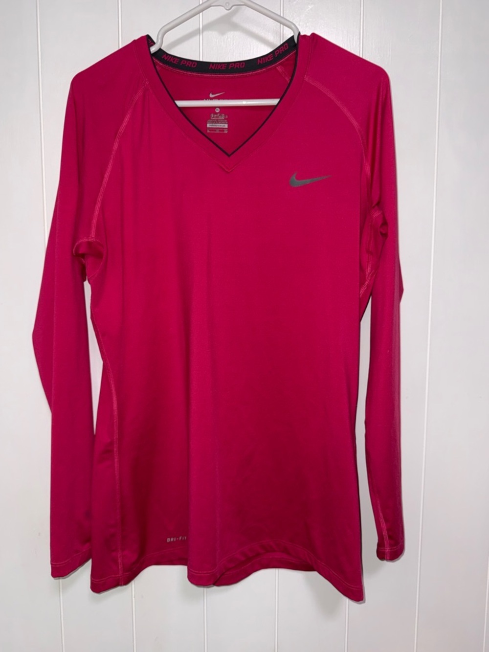Nike Women’s Dri-FIT Long Sleeve V-Neck Top - Pink